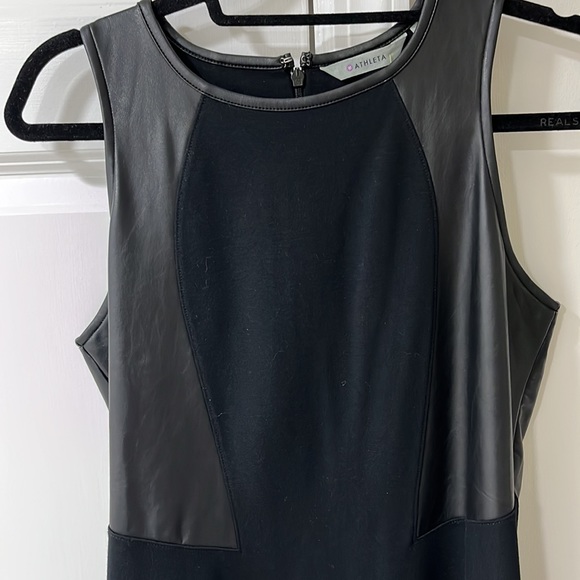 Athleta dress in black. Leather look detail. Like edgy? - Picture 3 of 7